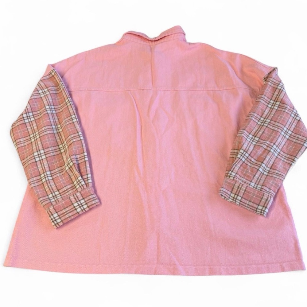 Oversized Pink Plaid Shirt Jacket Shacket Women’s XL Cabincore Outdoor Boho - Picture 3 of 5
